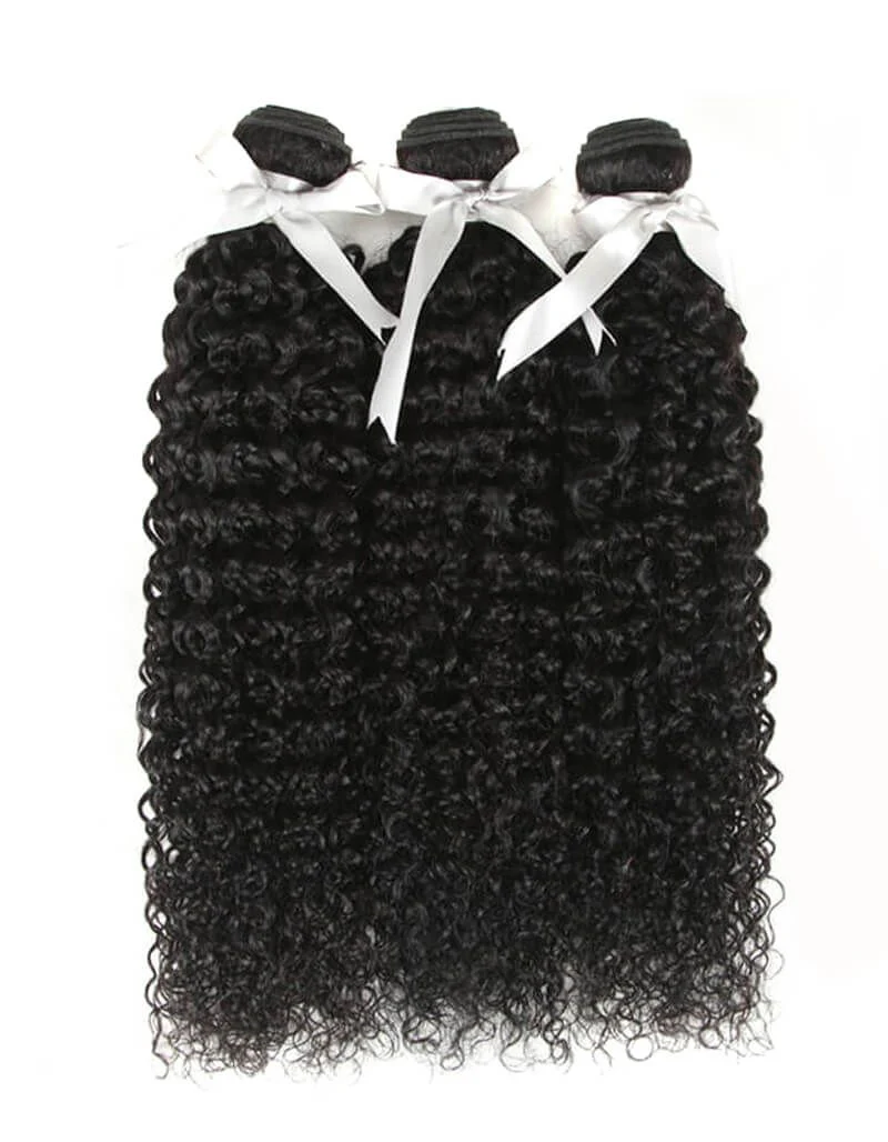 QVR Unprocessed Bohemian Curly Bundles Remy Human Hair 3pcs Natural Black - Image 3