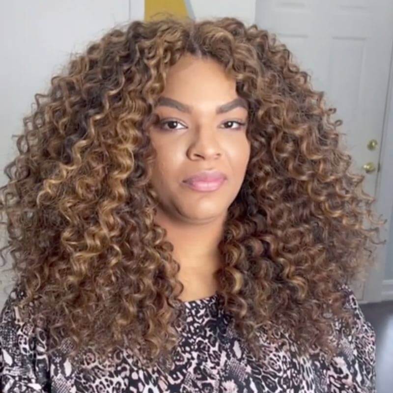 QVR Invisible Water Wave Brown Highlight Feather Crochet Human Hair Extensions - Image 3