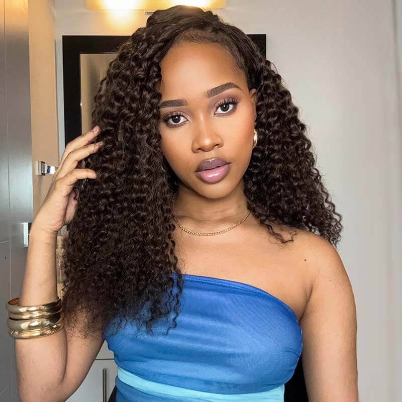 QVR Invisible Water Wave Brown Highlight Feather Crochet Human Hair Extensions - Image 5