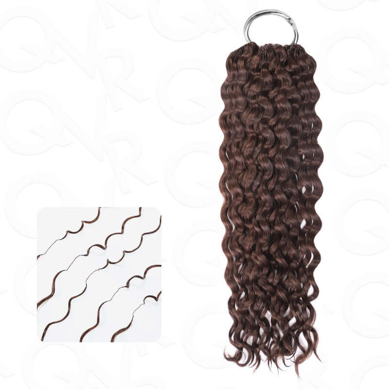 QVR Dark Brown #4 Crochet Hair Water Wave Machine Made Feather Human Hair Extension - Image 4