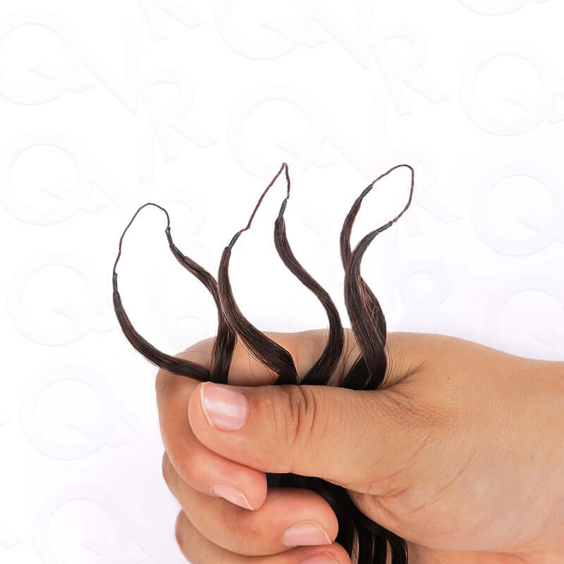 QVR Dark Brown #4 Crochet Hair Water Wave Machine Made Feather Human Hair Extension - Image 9