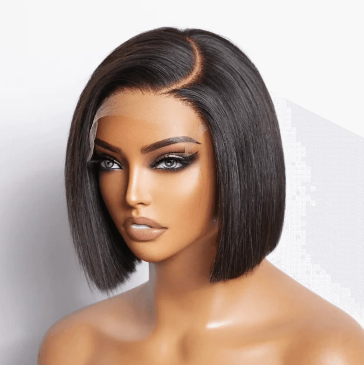 QVR Wear & Go Blunt Cut Straight Bob Minimalist HD Lace Glueless C Part Wig - Image 4