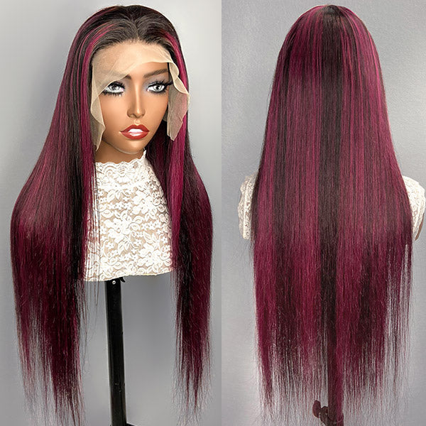 Highlight 13x4 Transparent Lace Front Wigs Straight Hair 4x4 Lace Front Wigs Mix Colored Wigs - Image 5
