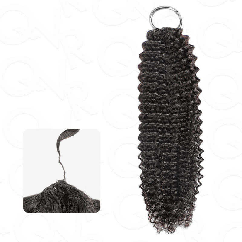 QVR Dark Brown #4 Crochet Hair Small Kinky Curly Machine Made Feather Human Hair Extension - Image 11